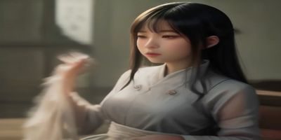 堇美香自然风光特辑，山间溪流旁的人物与自然融为一体，清新脱俗